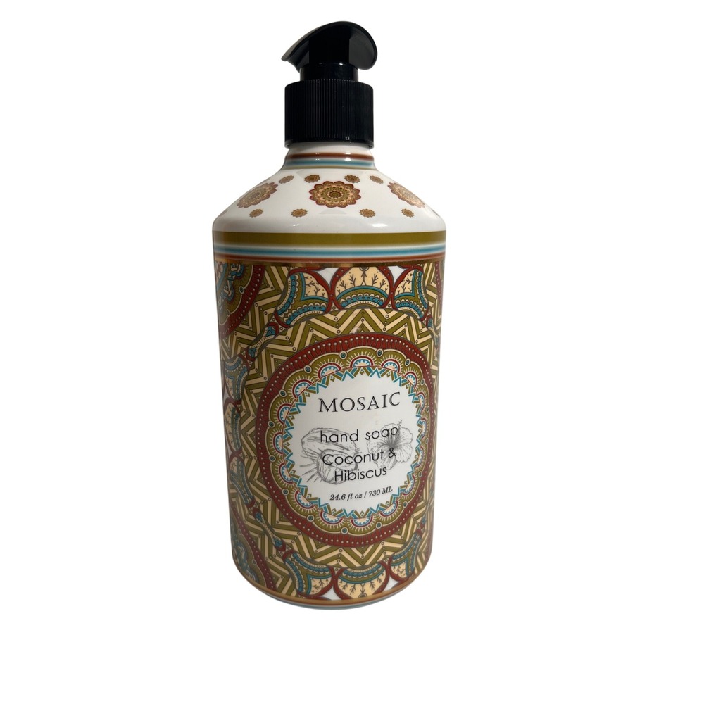 Mosaic Hand Soap Coconut & Hibiscus 24.6 fl oz Pump Bottle Bathroom Kitchen Soap